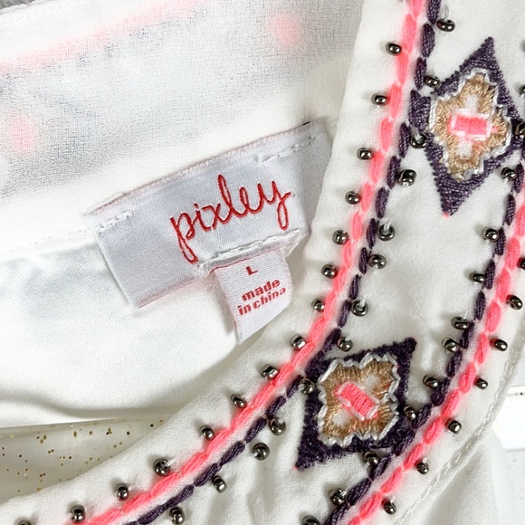 PIXLEY | 💐Beaded Neckline Loose Sleeveless Blouse Top - Picture 5 of 8